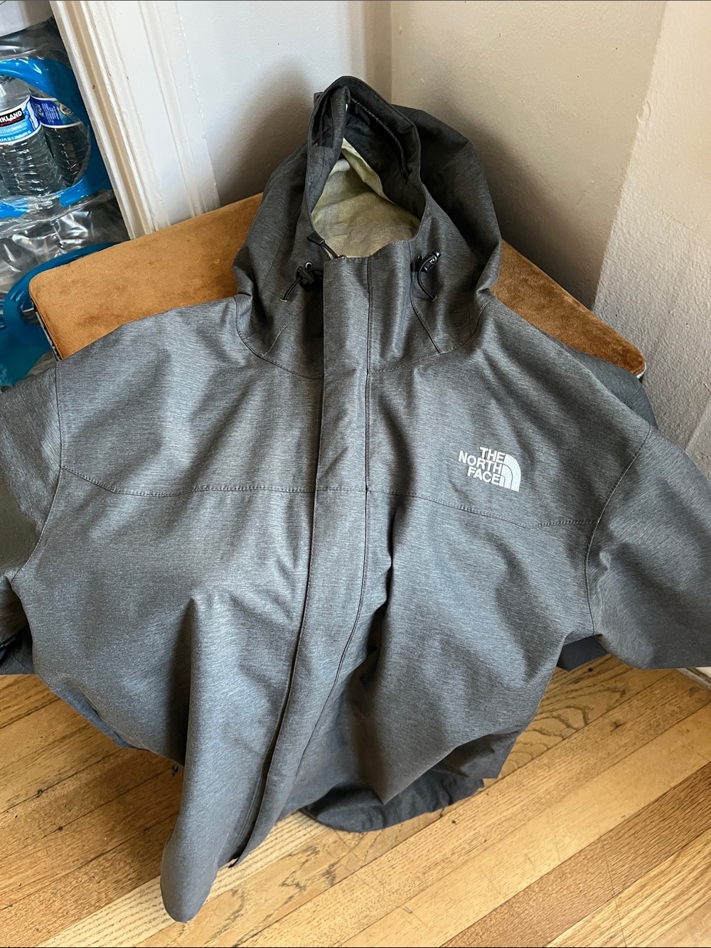 The North Face Men's Hooded Rain Jacket in Charcoal Gray